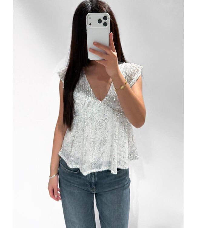 Glittertop Fem wit (Pre-order)